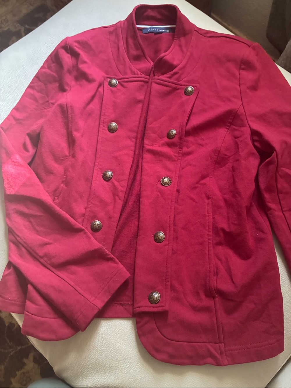 Tommy Hilfiger Red Military-Style Double-Breasted Jacket
